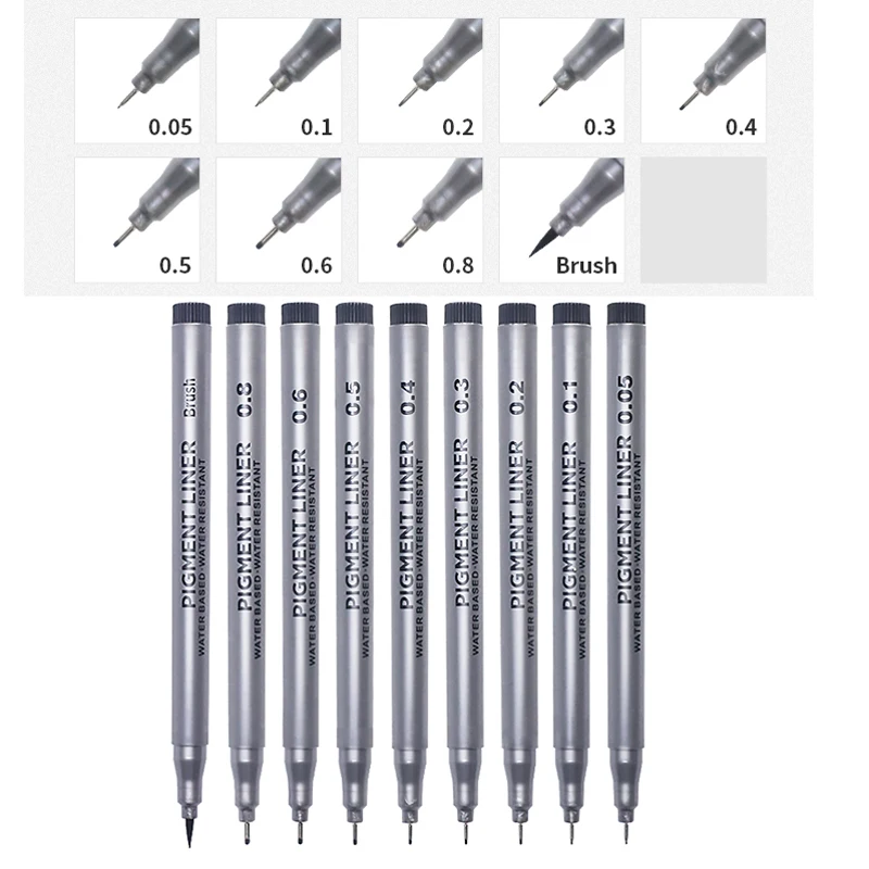 9Pcs/set Pigment Liner Micron  - đánh giá và giá Copic Marker Sketch